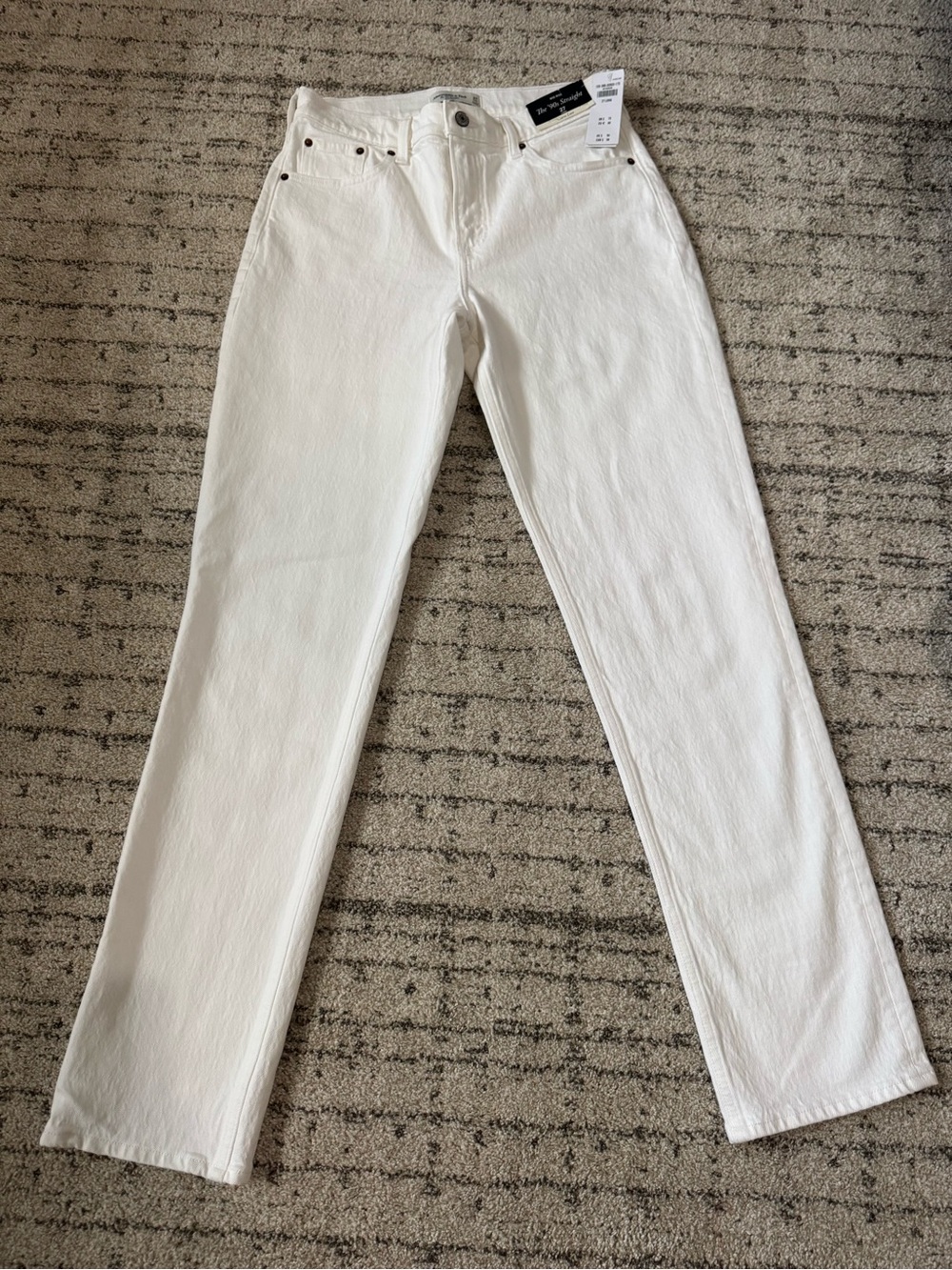 Abercrombie & Fitch White Straight-Leg Jeans